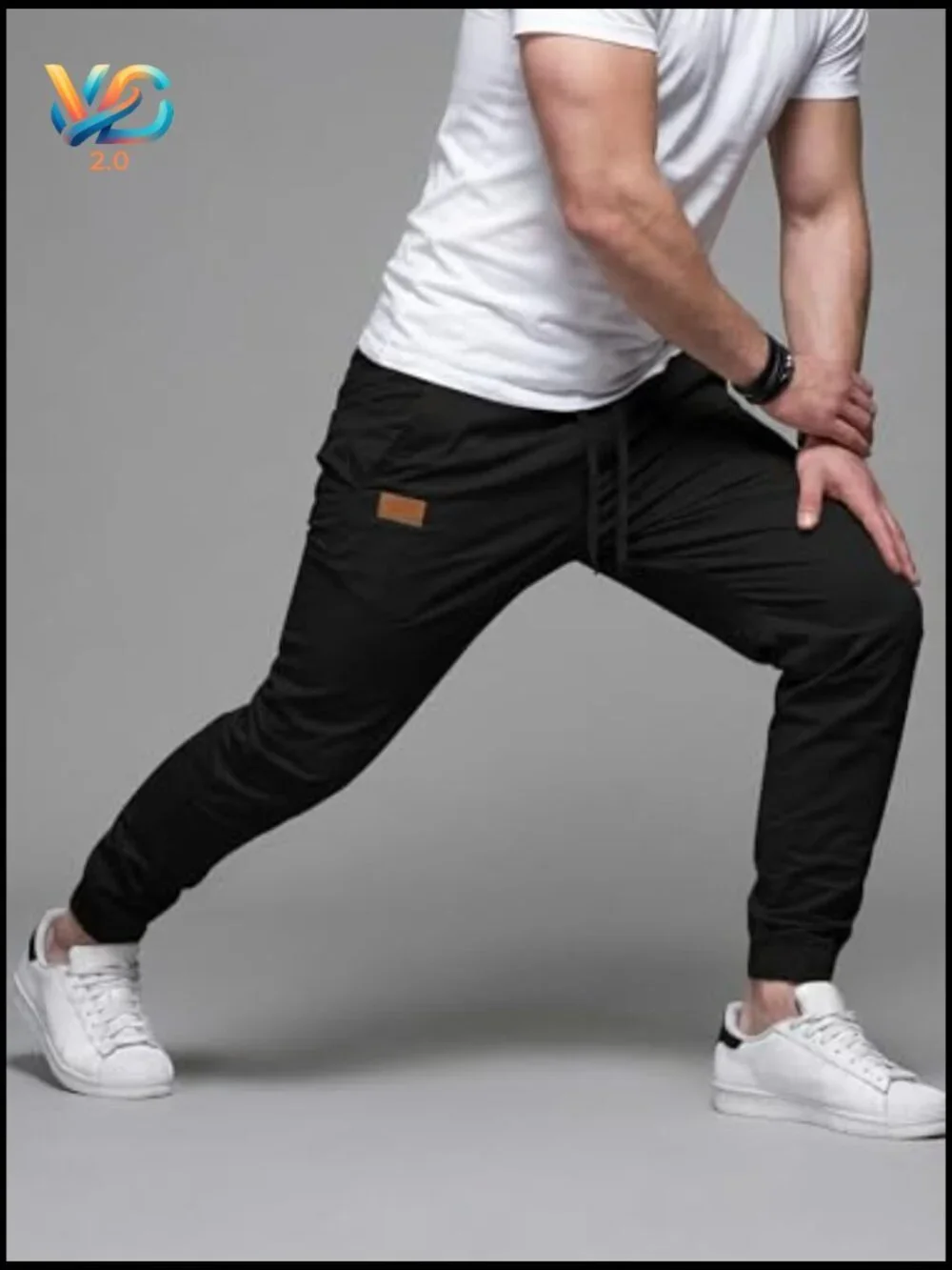 Men's Cotton Joggers with Drawstring, Pockets, Tapered Leg